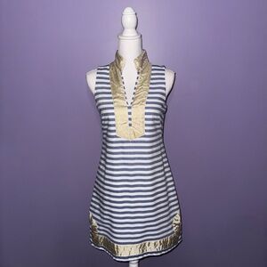 NEW Eliza J Striped Sleeveless Dress with Gold Accents